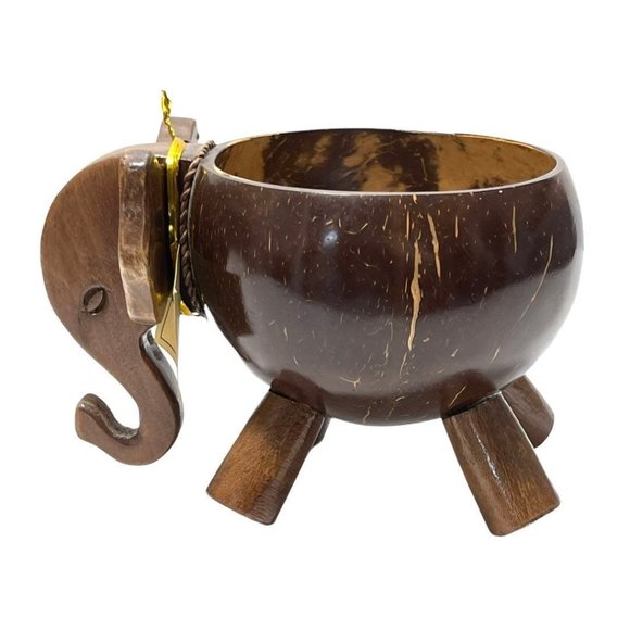 Hand Carved Wooden Elephant Bowl - Picture 2 of 12